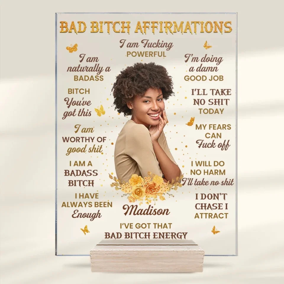 Custom Photo I Don't Chase I Attract Self-Love - Affirmation Personalized Custom Rectangle Shaped Acrylic Plaque - Gift For Yourself