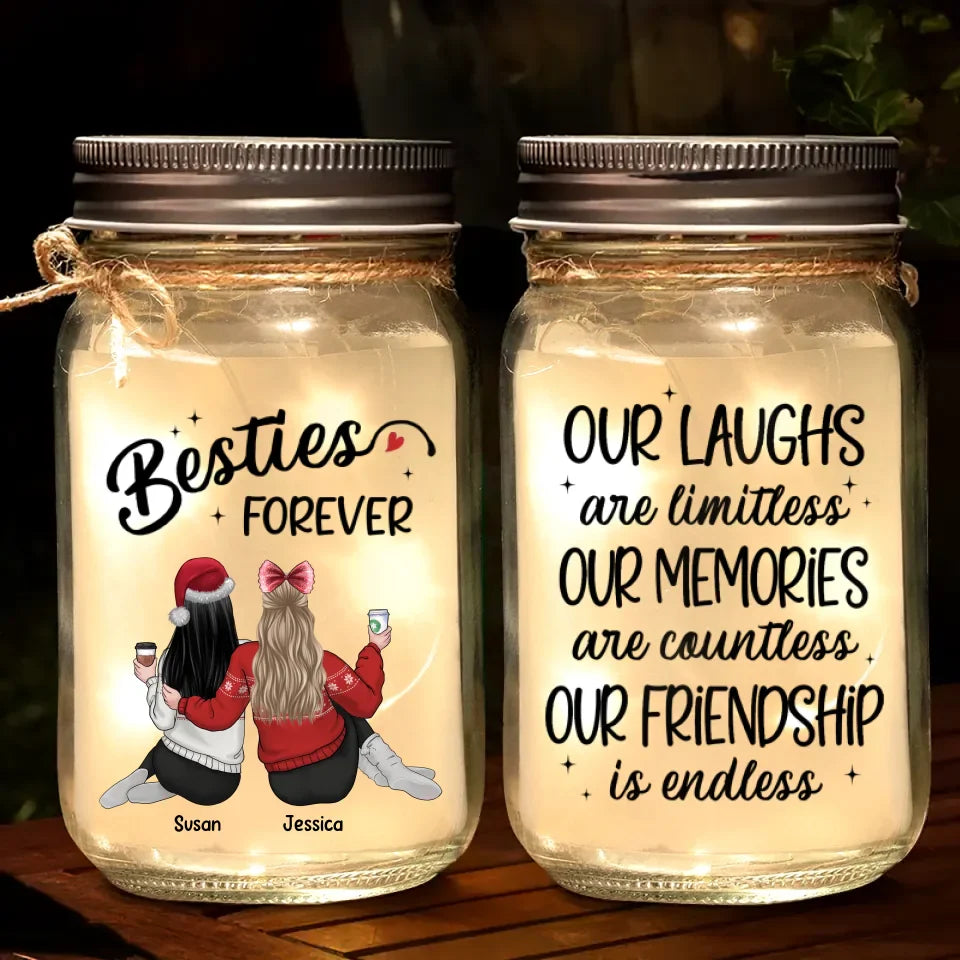 We Will Be Friends Until We're Old And Senile
- Bestie Personalized Custom Mason Jar Light - Christmas Gift For Best Friends, BFF, Sisters