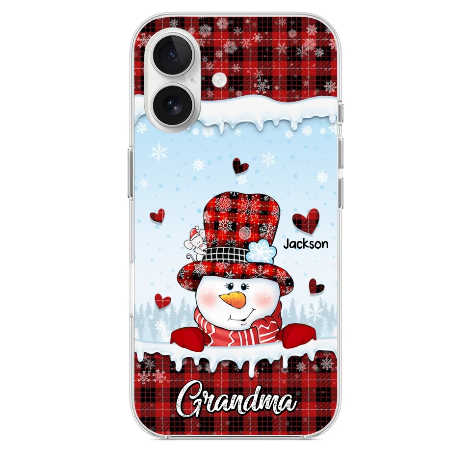 Grandmas Are Snowmen With Hearts That Never Melt - Family Personalized Custom Clear Phone Case - Christmas Gift For Grandma