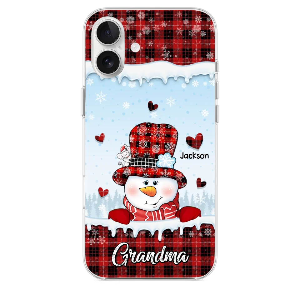 Grandmas Are Snowmen With Hearts That Never Melt - Family Personalized Custom Clear Phone Case - Christmas Gift For Grandma