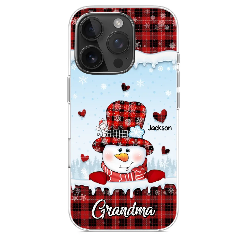 Grandmas Are Snowmen With Hearts That Never Melt - Family Personalized Custom Clear Phone Case - Christmas Gift For Grandma