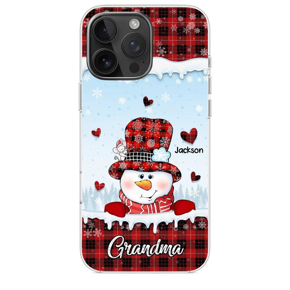 Grandmas Are Snowmen With Hearts That Never Melt - Family Personalized Custom Clear Phone Case - Christmas Gift For Grandma