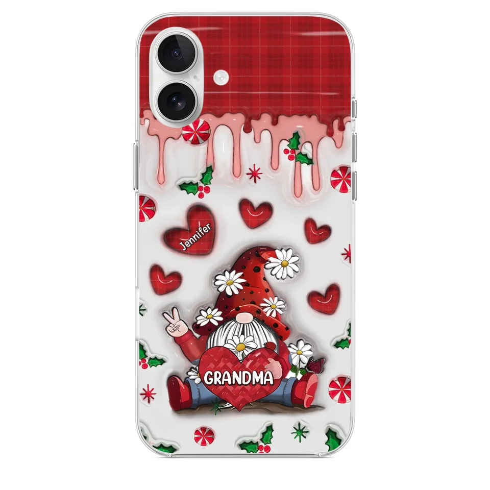 Gnome One Loves Like Grandma - Family Personalized Custom 3D Inflated Effect Printed Clear Phone Case - Christmas Gift For Grandma
