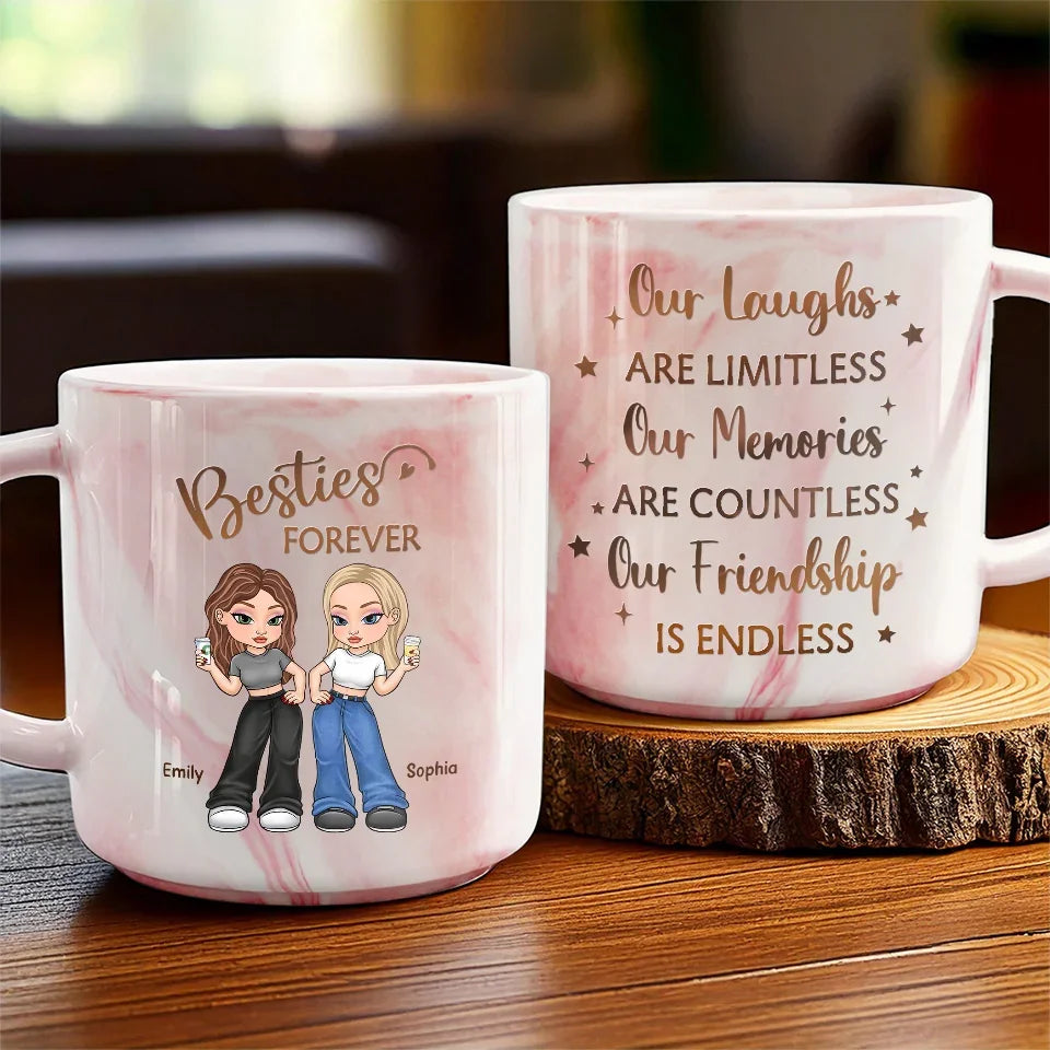 We'll Be Friends Until We're Old And Senile - Bestie Personalized Custom Marble Mug - Gift For Best Friends, BFF, Sisters