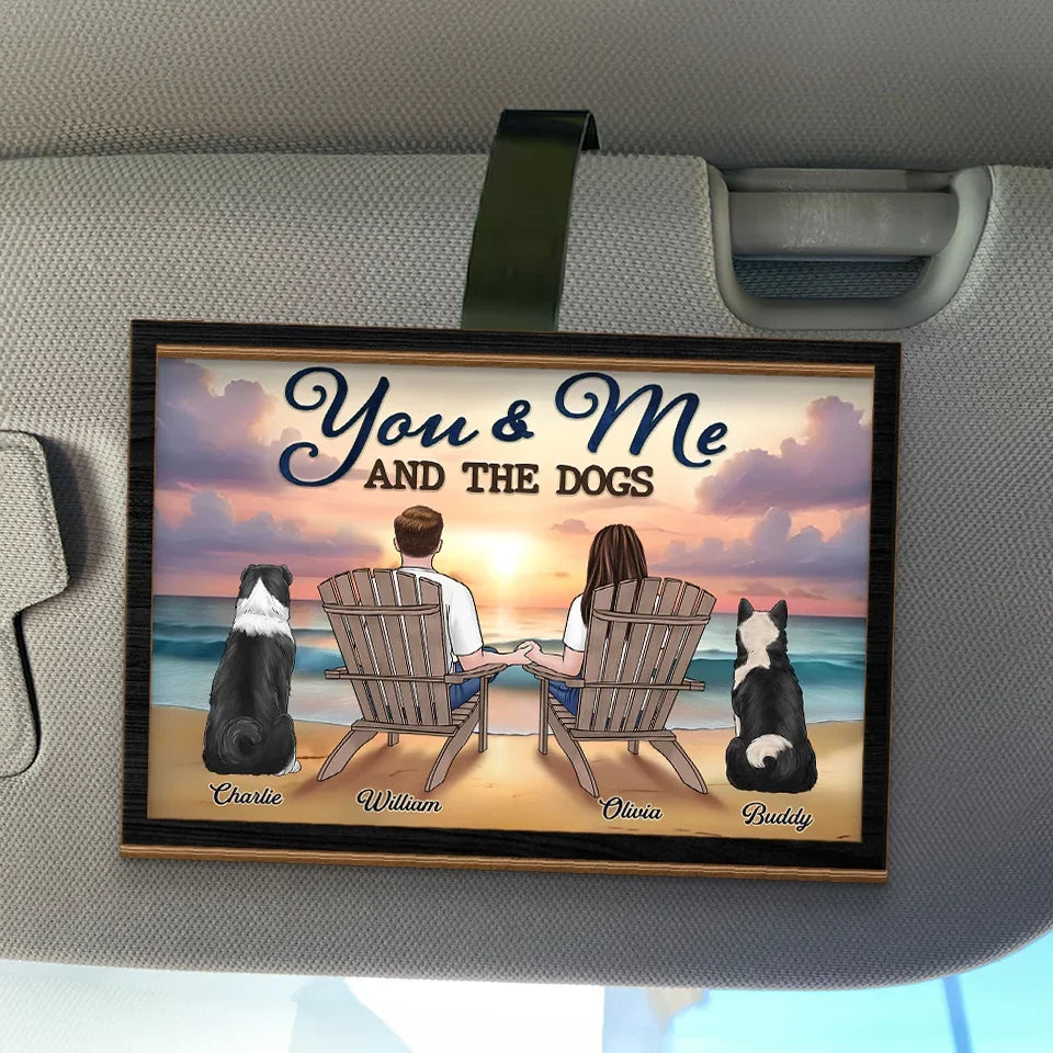 Home Is Wherever I’m With You And Our Furry Friend - Dog & Cat Personalized Custom Car Visor Clip - Gift For Couples, Pet Owners, Pet Lovers