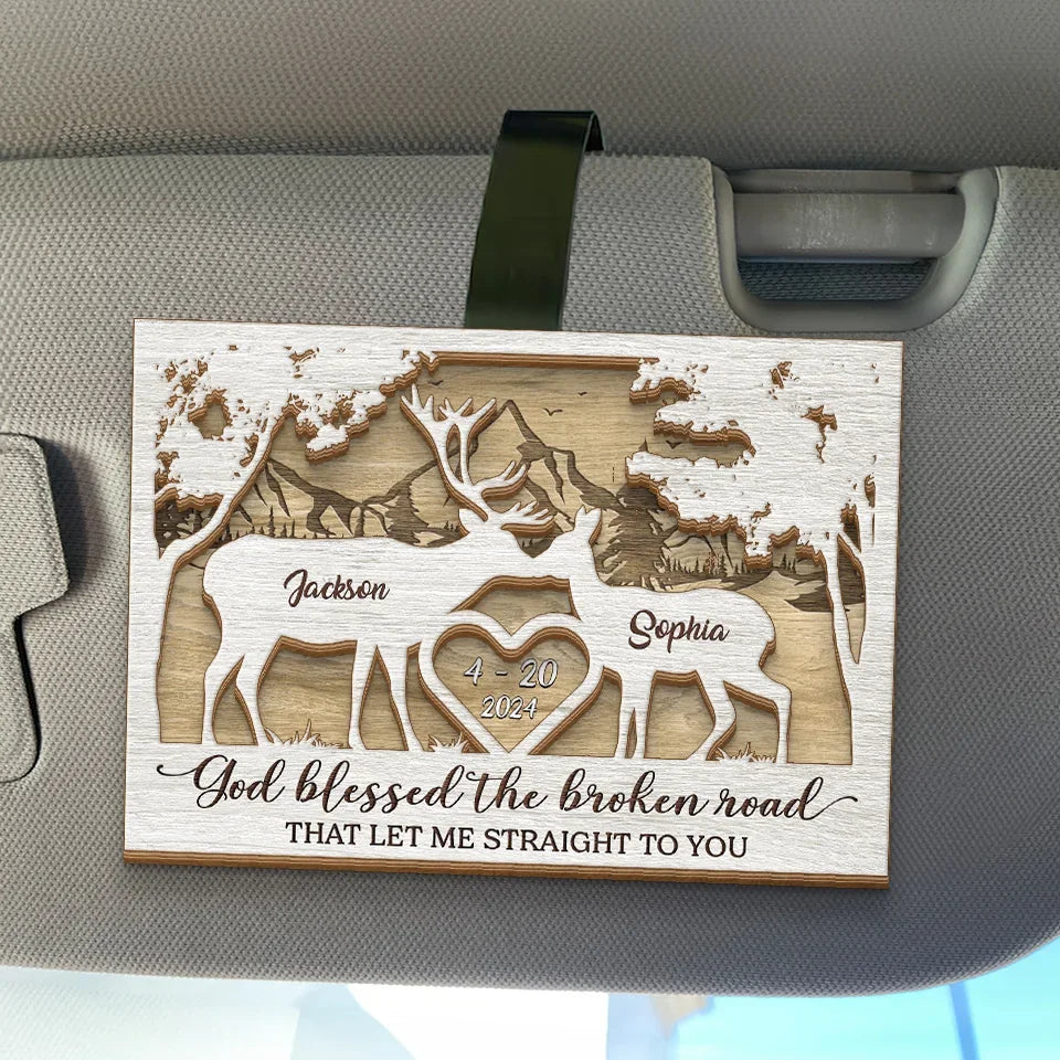 With You, Every Path Feels Like A Forest Of Love - Couple Personalized Custom Car Visor Clip - Gift For Husband Wife, Anniversary