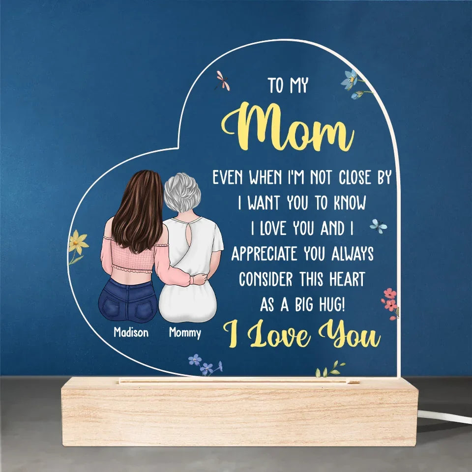 Consider This Heart As A Big Hug - Family Personalized Custom Shaped 3D LED Light - Gift For Mom, Daughter