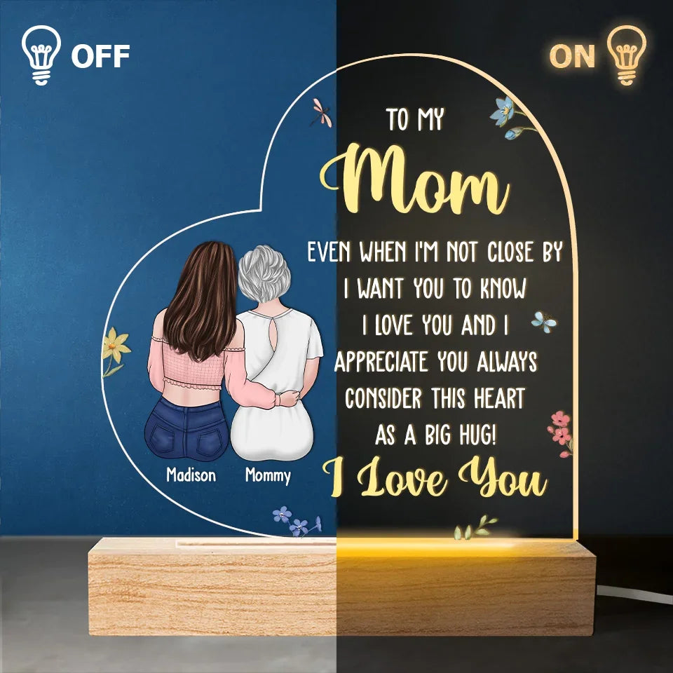 Consider This Heart As A Big Hug - Family Personalized Custom Shaped 3D LED Light - Gift For Mom, Daughter