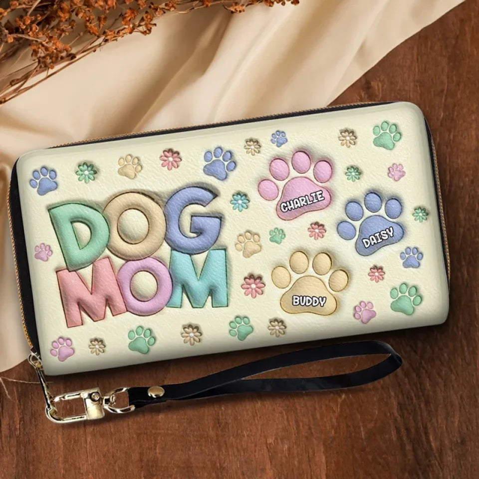 Happiness Is A Warm Paw - Dog & Cat Personalized Custom 3D Inflated Effect Printed Leather Long Wallet - Gift For Pet Owners, Pet Lovers