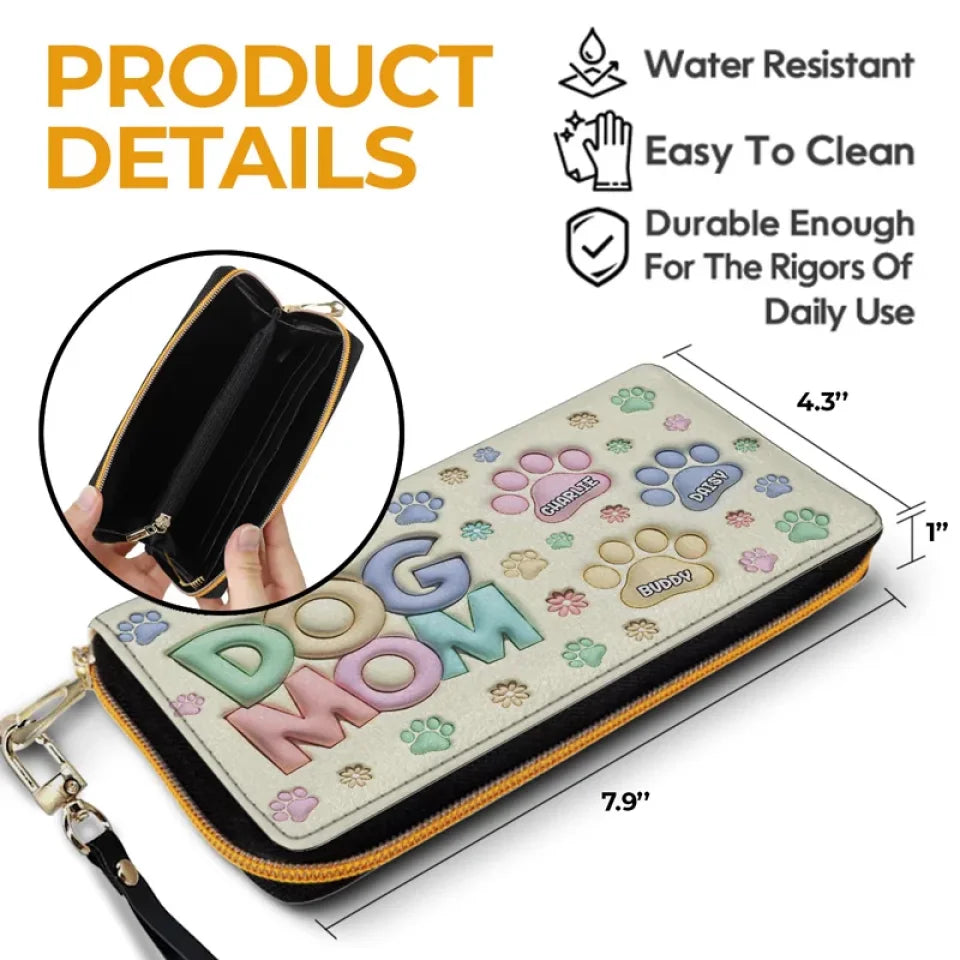 Happiness Is A Warm Paw - Dog & Cat Personalized Custom 3D Inflated Effect Printed Leather Long Wallet - Gift For Pet Owners, Pet Lovers