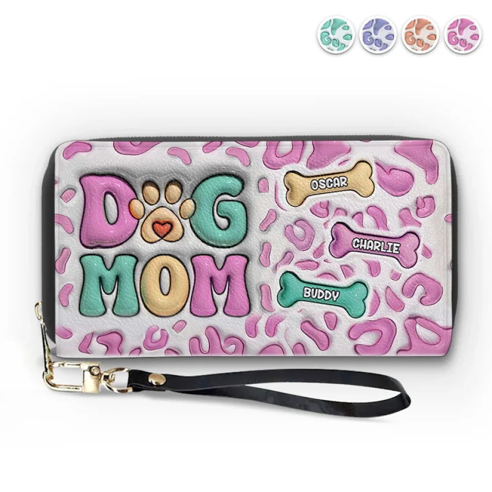 Happiness Is A Bone And A Wagging Tail - Dog Personalized Custom 3D Inflated Effect Printed Leather Long Wallet - Gift For Pet Owners, Pet Lovers