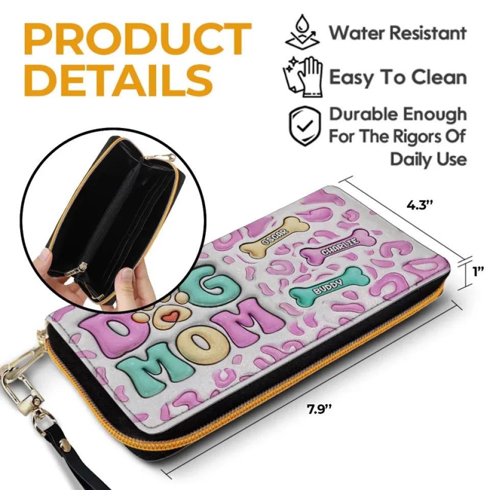 Happiness Is A Bone And A Wagging Tail - Dog Personalized Custom 3D Inflated Effect Printed Leather Long Wallet - Gift For Pet Owners, Pet Lovers
