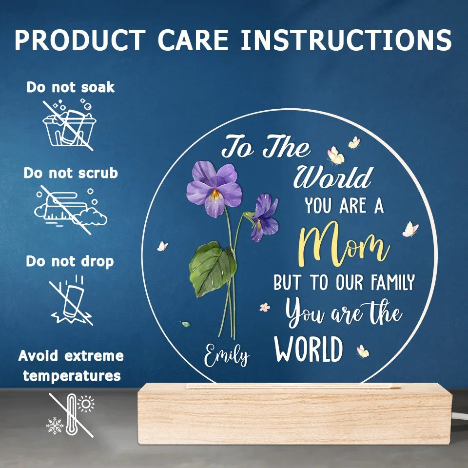 The World’s Most Beautiful Flower Is Called Mom - Family Personalized Custom Shaped 3D LED Light - Gift For Mom, Daughter