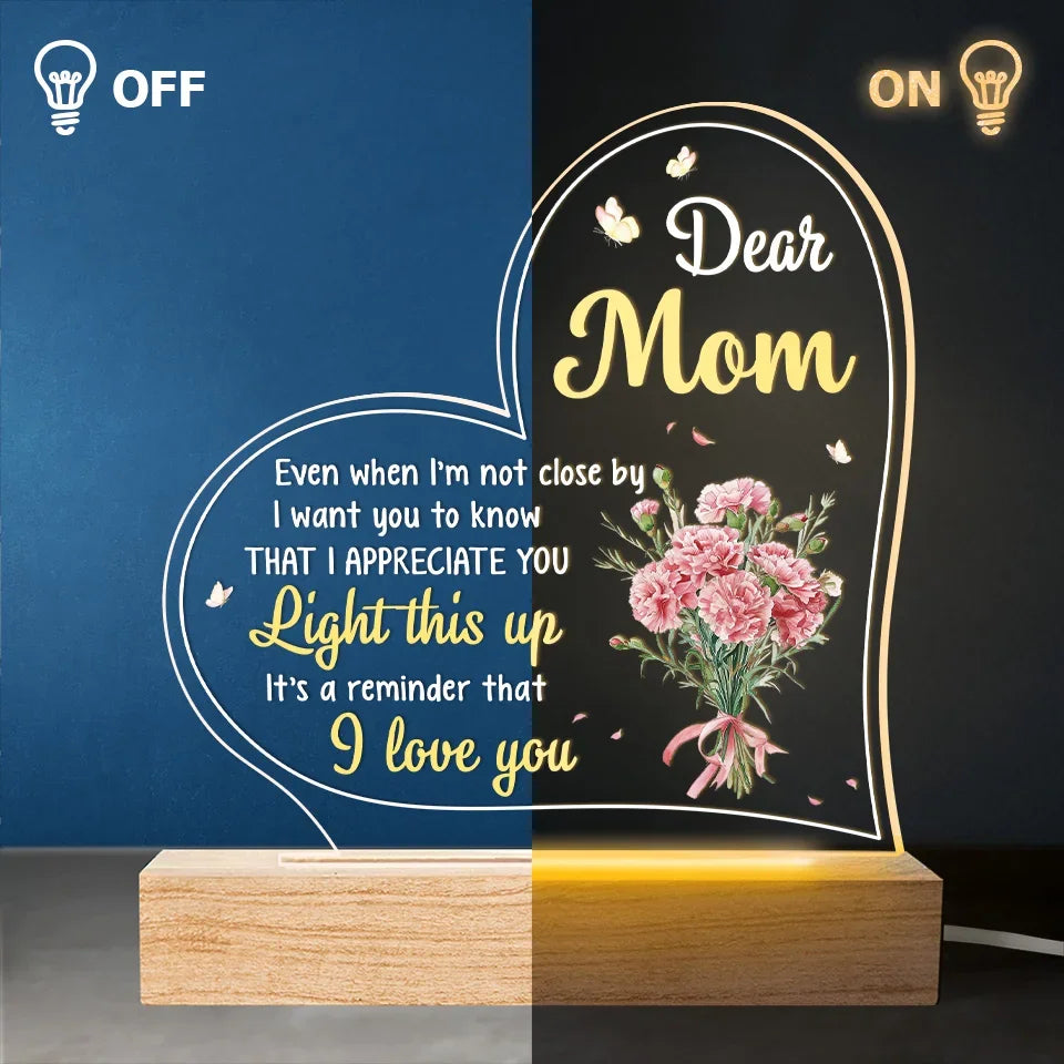 Thank You For Being The Light In My Life - Family Personalized Custom Shaped 3D LED Light - Gift For Mom, Daughter