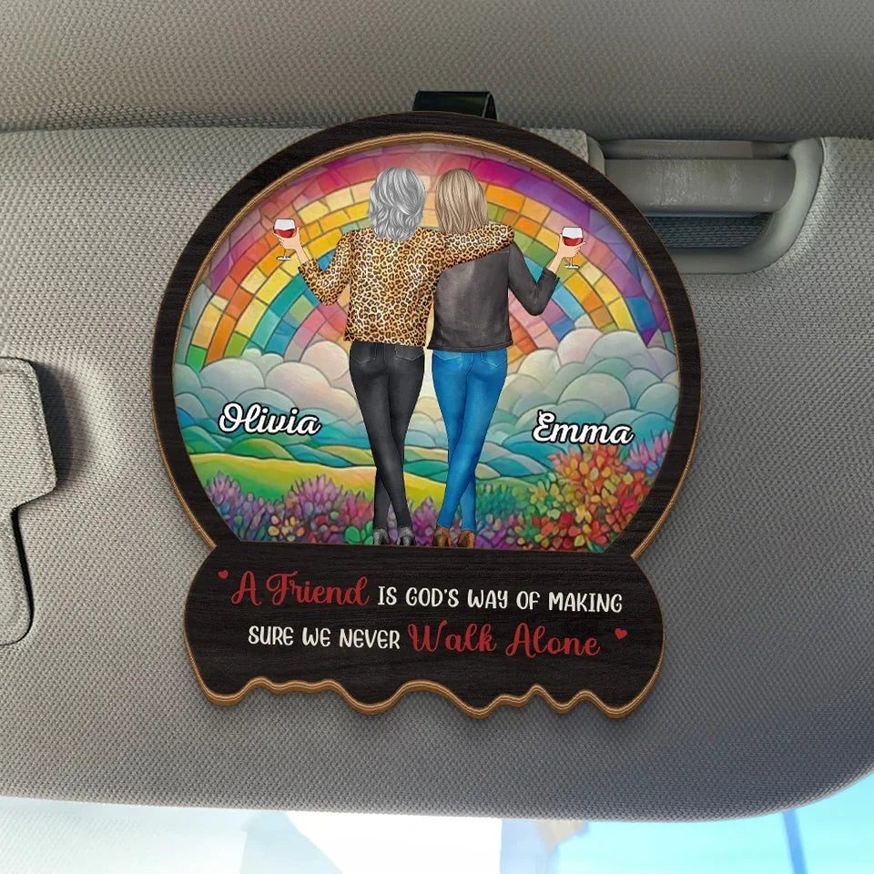 Friends Make Life Brighter And Hearts Lighter - Bestie Personalized Custom Car Visor Clip - Gift For Best Friends, BFF, Sisters