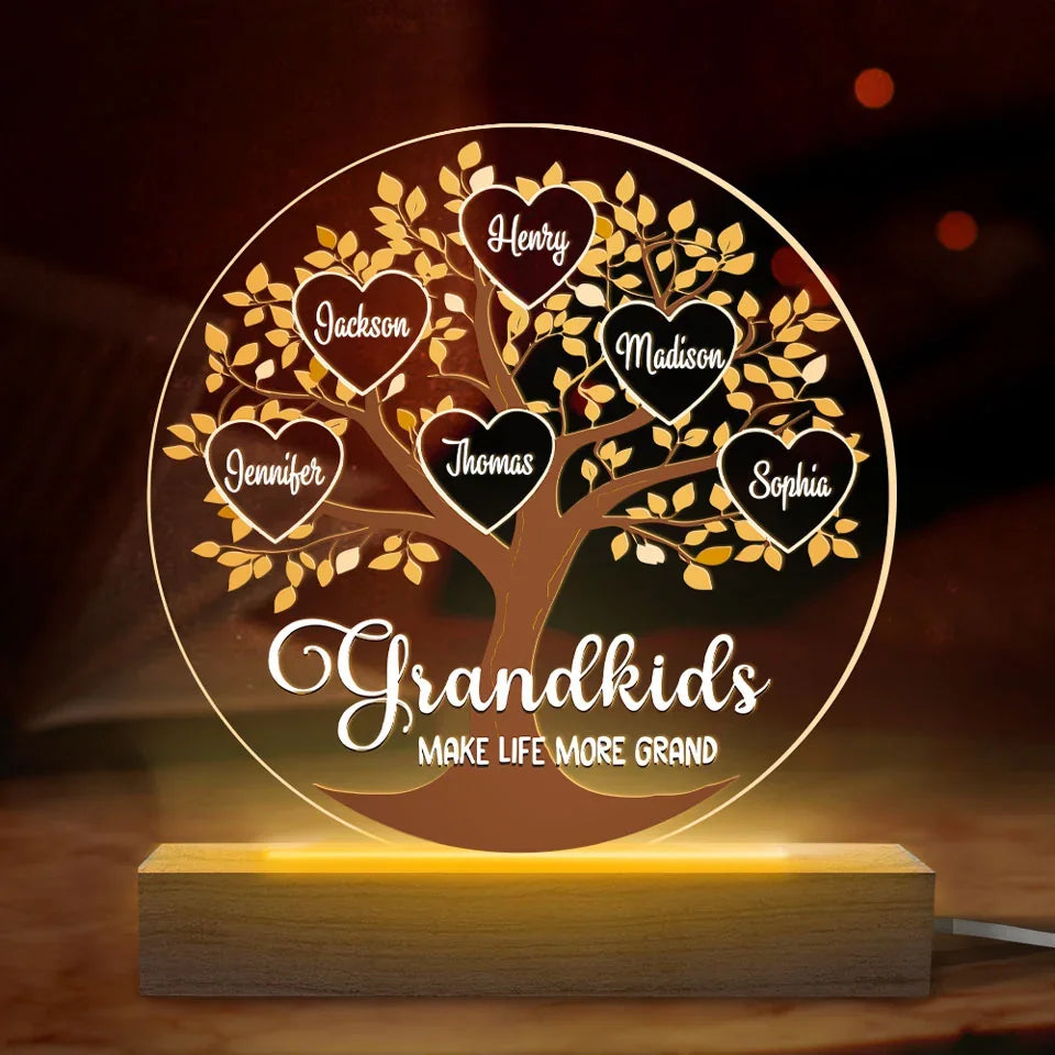 Life Becomes More Joyful And Meaningful With Grandchildren In It - Family Personalized Custom Shaped 3D LED Light - Gift For Grandma, Grandpa, Grandkid