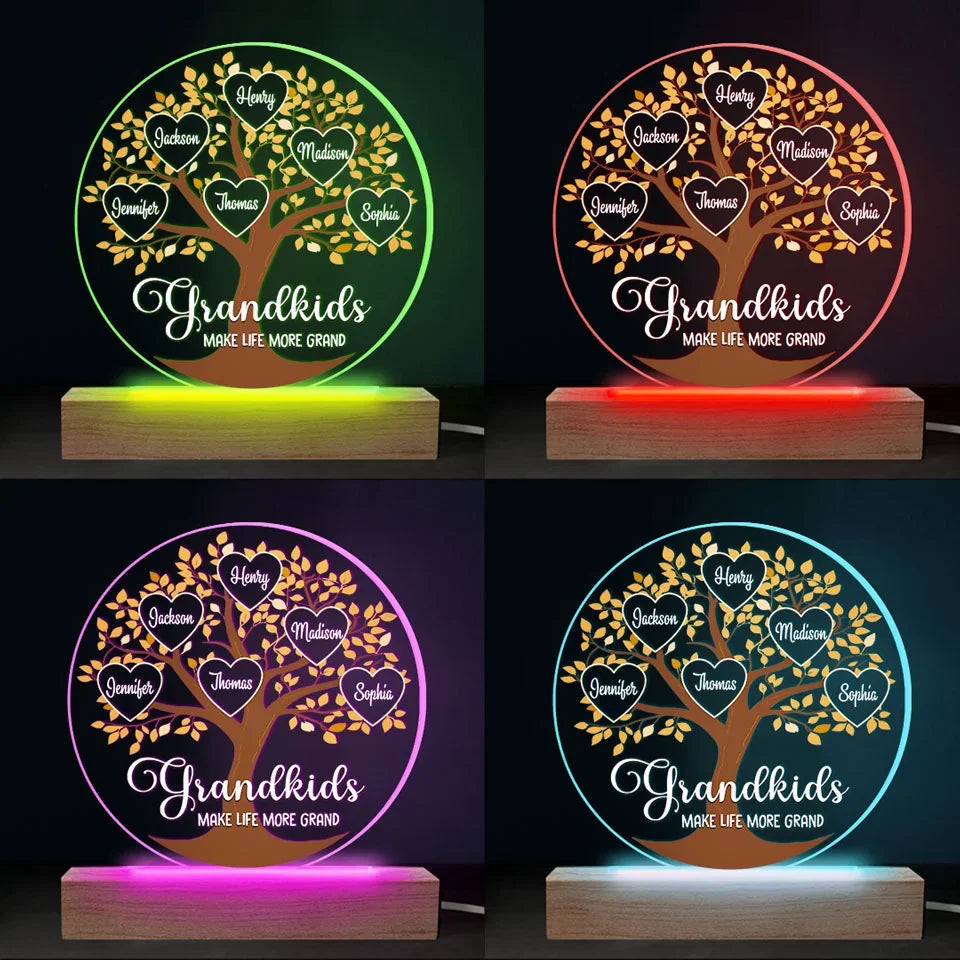 Life Becomes More Joyful And Meaningful With Grandchildren In It - Family Personalized Custom Shaped 3D LED Light - Gift For Grandma, Grandpa, Grandkid