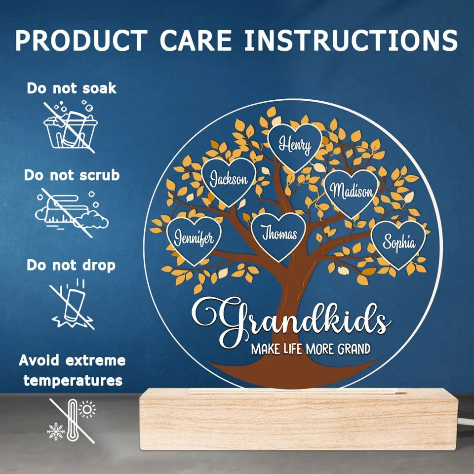 Life Becomes More Joyful And Meaningful With Grandchildren In It - Family Personalized Custom Shaped 3D LED Light - Gift For Grandma, Grandpa, Grandkid