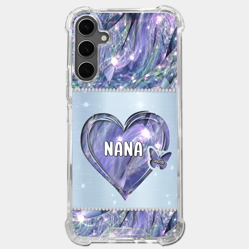Grandkids Complete Her Joy - Family Personalized Custom Faux Jewelry Effect Printed Clear Phone Case - Gift For Mom, Grandma
