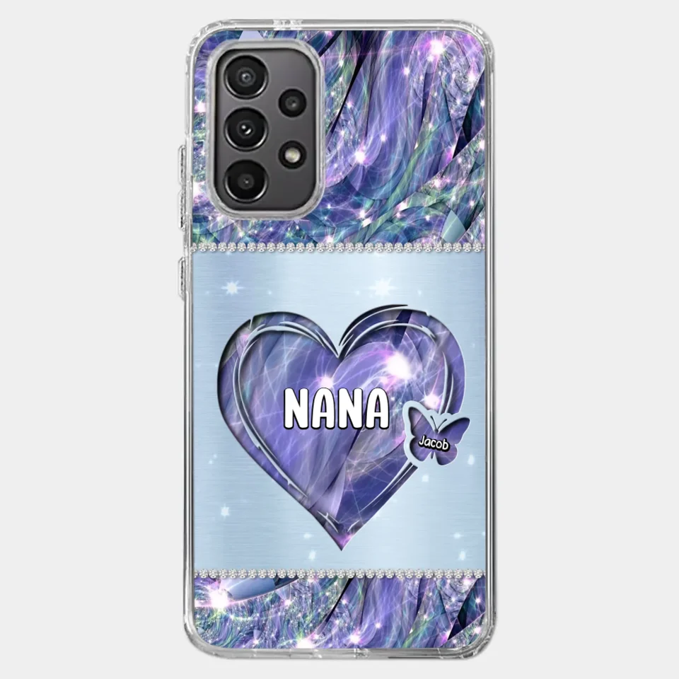 Grandkids Complete Her Joy - Family Personalized Custom Faux Jewelry Effect Printed Clear Phone Case - Gift For Mom, Grandma