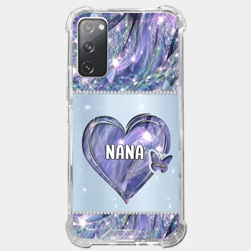 Grandkids Complete Her Joy - Family Personalized Custom Faux Jewelry Effect Printed Clear Phone Case - Gift For Mom, Grandma