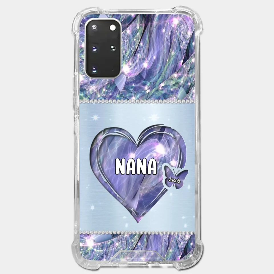 Grandkids Complete Her Joy - Family Personalized Custom Faux Jewelry Effect Printed Clear Phone Case - Gift For Mom, Grandma
