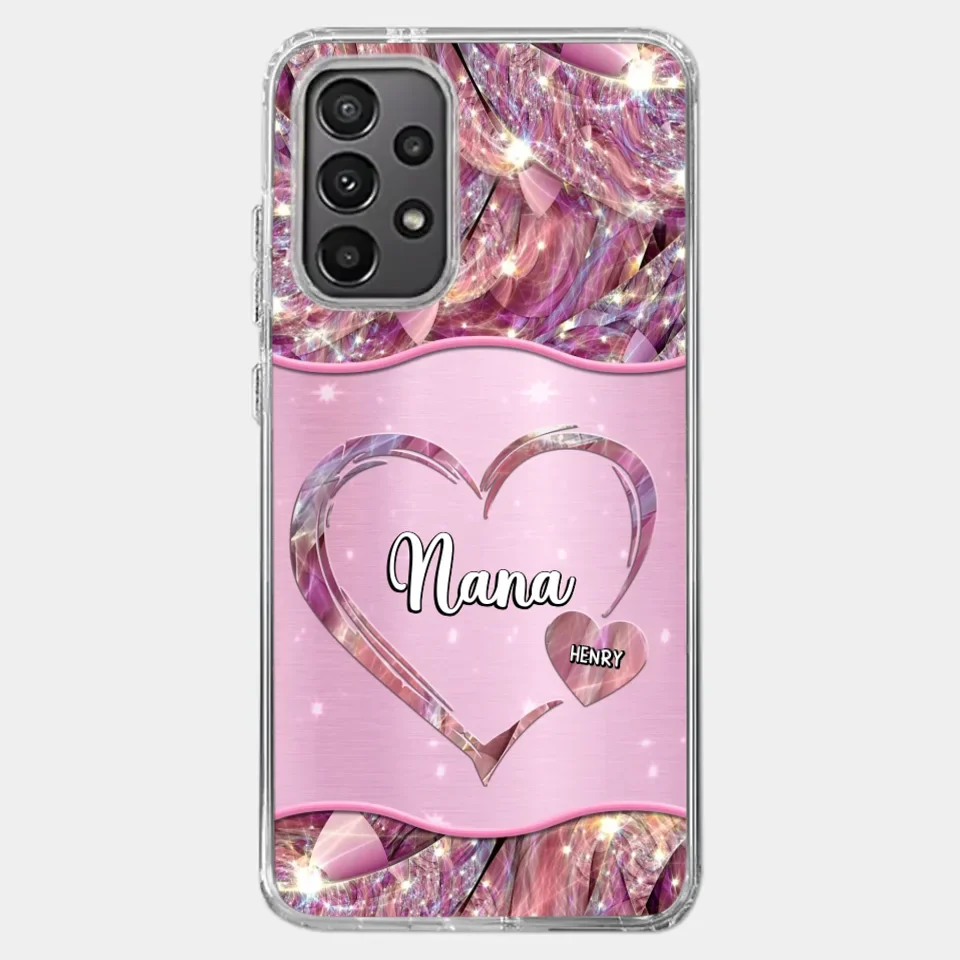 A Garden Of Love Grows In A Grandmother's Heart - Family Personalized Custom Faux Jewelry Effect Printed Clear Phone Case - Gift For Mom, Grandma