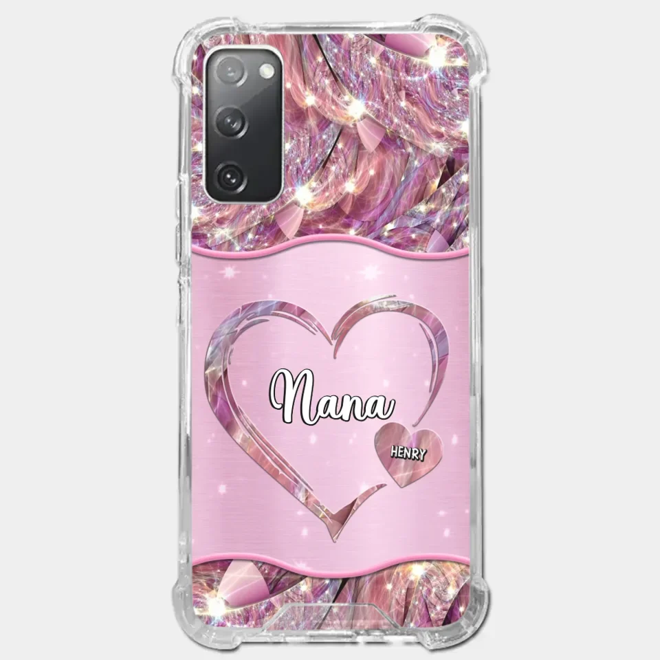 A Garden Of Love Grows In A Grandmother's Heart - Family Personalized Custom Faux Jewelry Effect Printed Clear Phone Case - Gift For Mom, Grandma