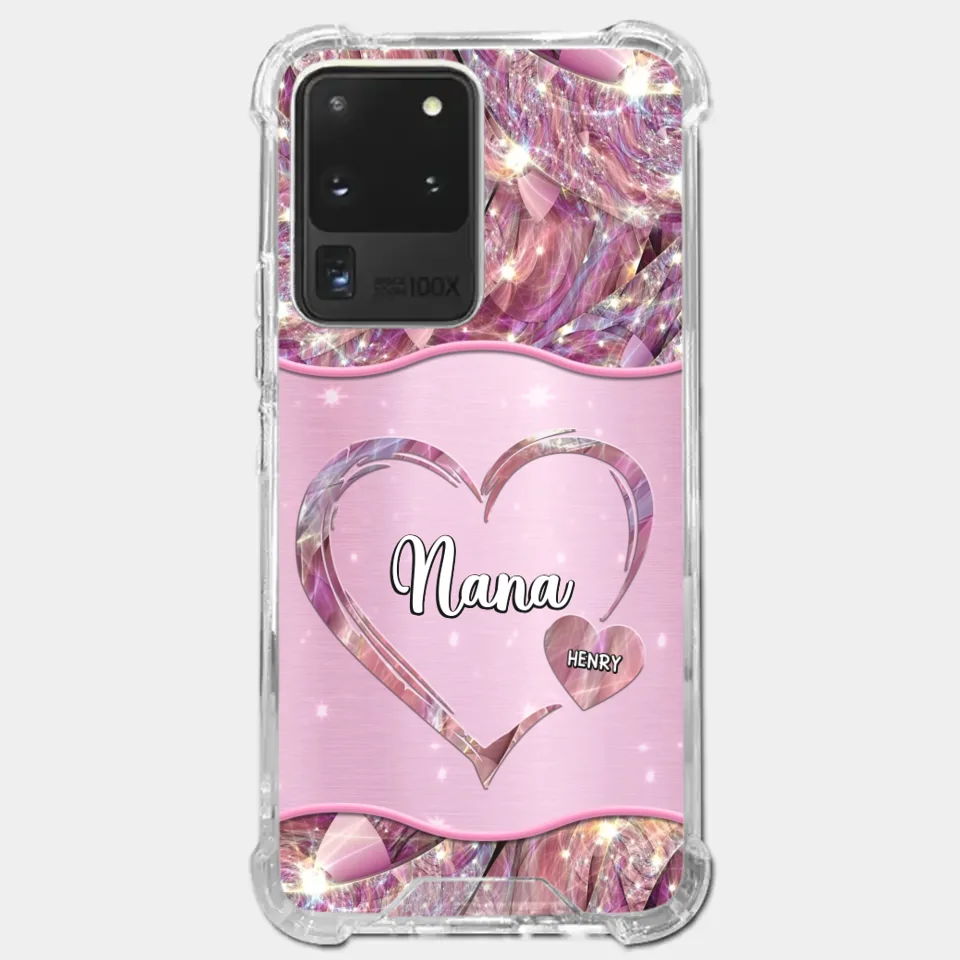 A Garden Of Love Grows In A Grandmother's Heart - Family Personalized Custom Faux Jewelry Effect Printed Clear Phone Case - Gift For Mom, Grandma