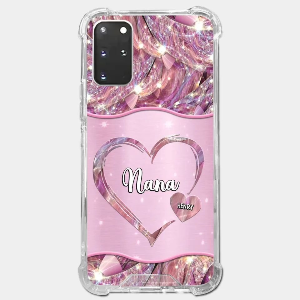 A Garden Of Love Grows In A Grandmother's Heart - Family Personalized Custom Faux Jewelry Effect Printed Clear Phone Case - Gift For Mom, Grandma
