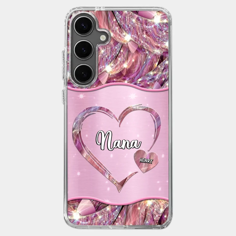 A Garden Of Love Grows In A Grandmother's Heart - Family Personalized Custom Faux Jewelry Effect Printed Clear Phone Case - Gift For Mom, Grandma