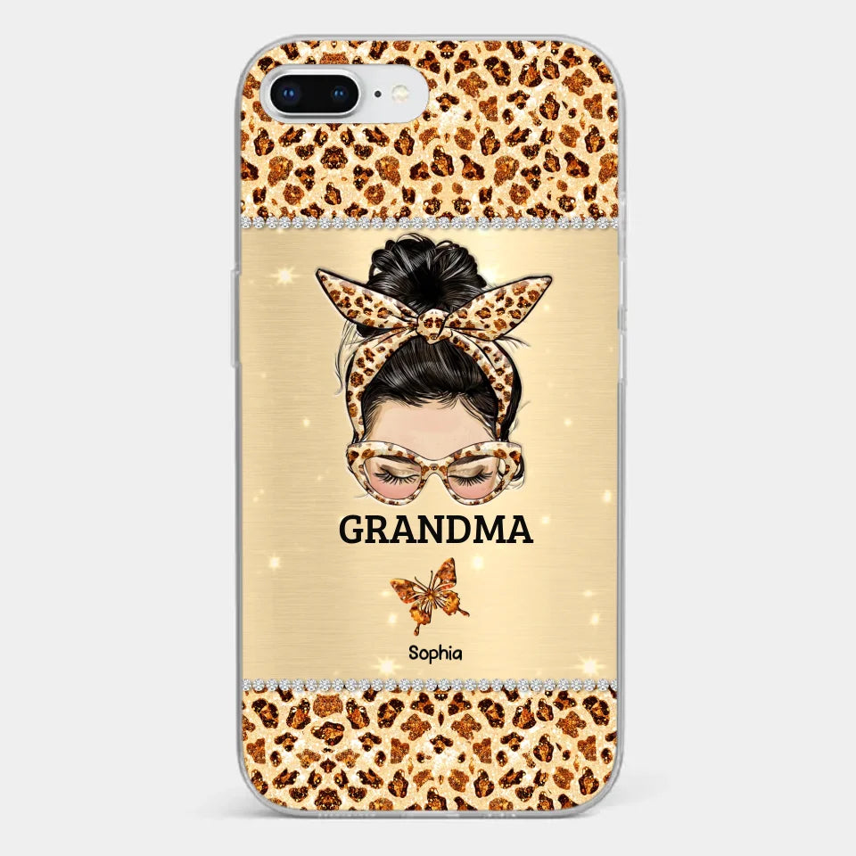 A Grandmother's Love Is Forever And Always - Family Personalized Custom Faux Jewelry Effect Printed Clear Phone Case - Gift For Mom, Grandma