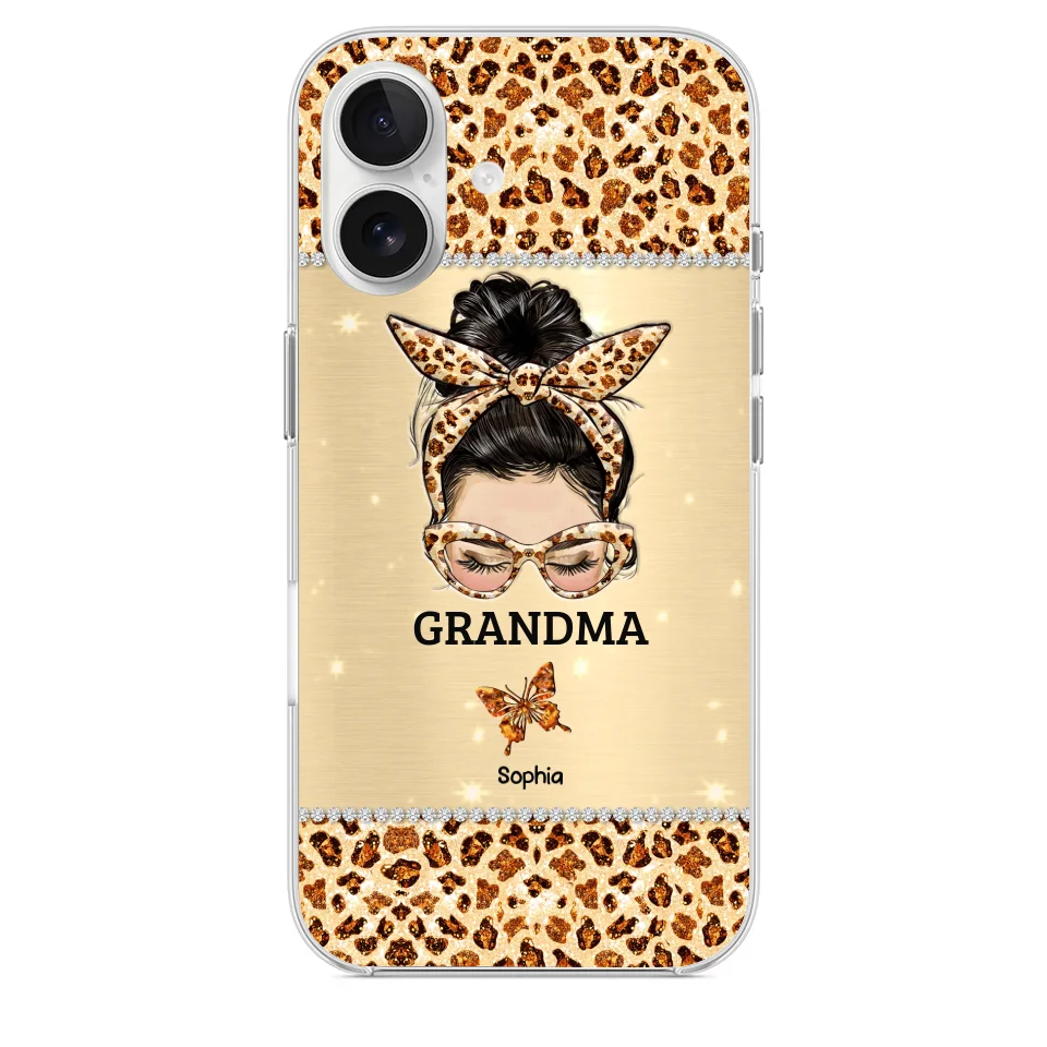 A Grandmother's Love Is Forever And Always - Family Personalized Custom Faux Jewelry Effect Printed Clear Phone Case - Gift For Mom, Grandma