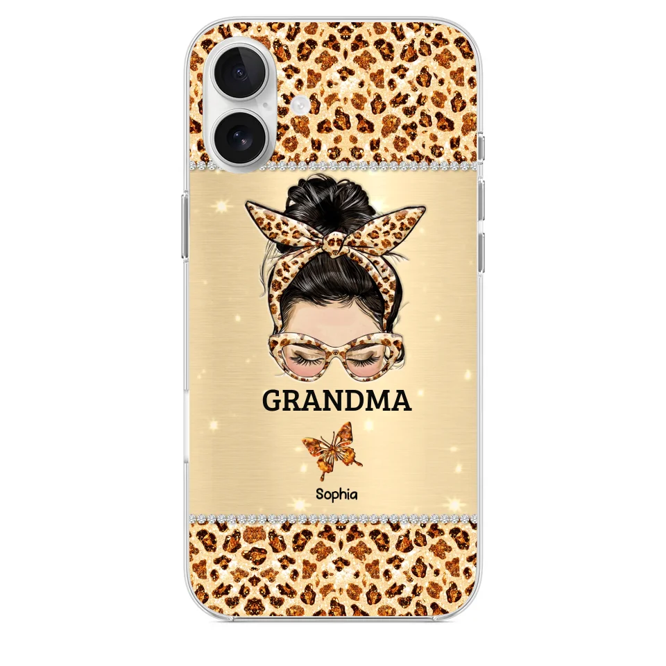 A Grandmother's Love Is Forever And Always - Family Personalized Custom Faux Jewelry Effect Printed Clear Phone Case - Gift For Mom, Grandma