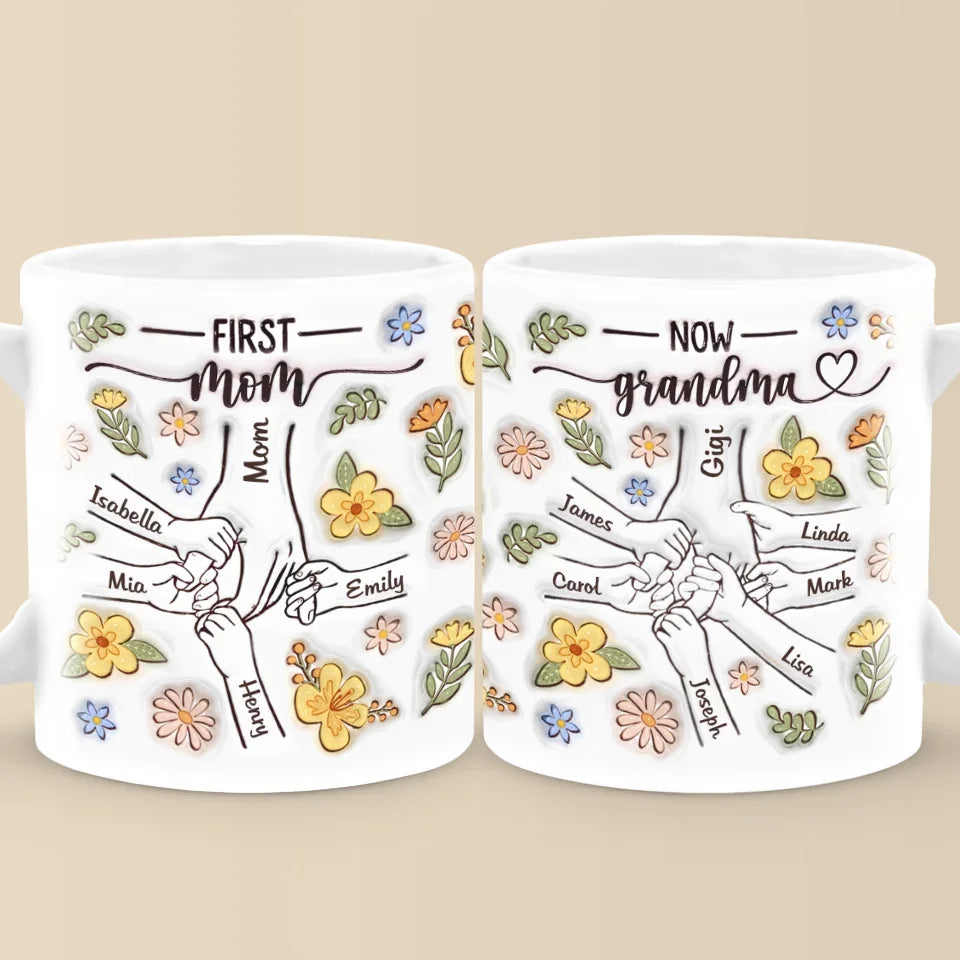 A Grandma’s Love Knows No Bounds - Family Personalized Custom 3D Inflated Effect Printed Mug - Gift For Mom, Grandma