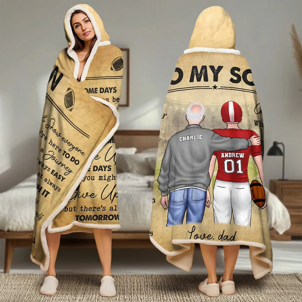 Lace Up, Show Up, Never Give Up - Family Personalized Custom Snuggle Blanket, Hoodie Blanket - Gift For Family Members, Sport Lovers, Sport Players