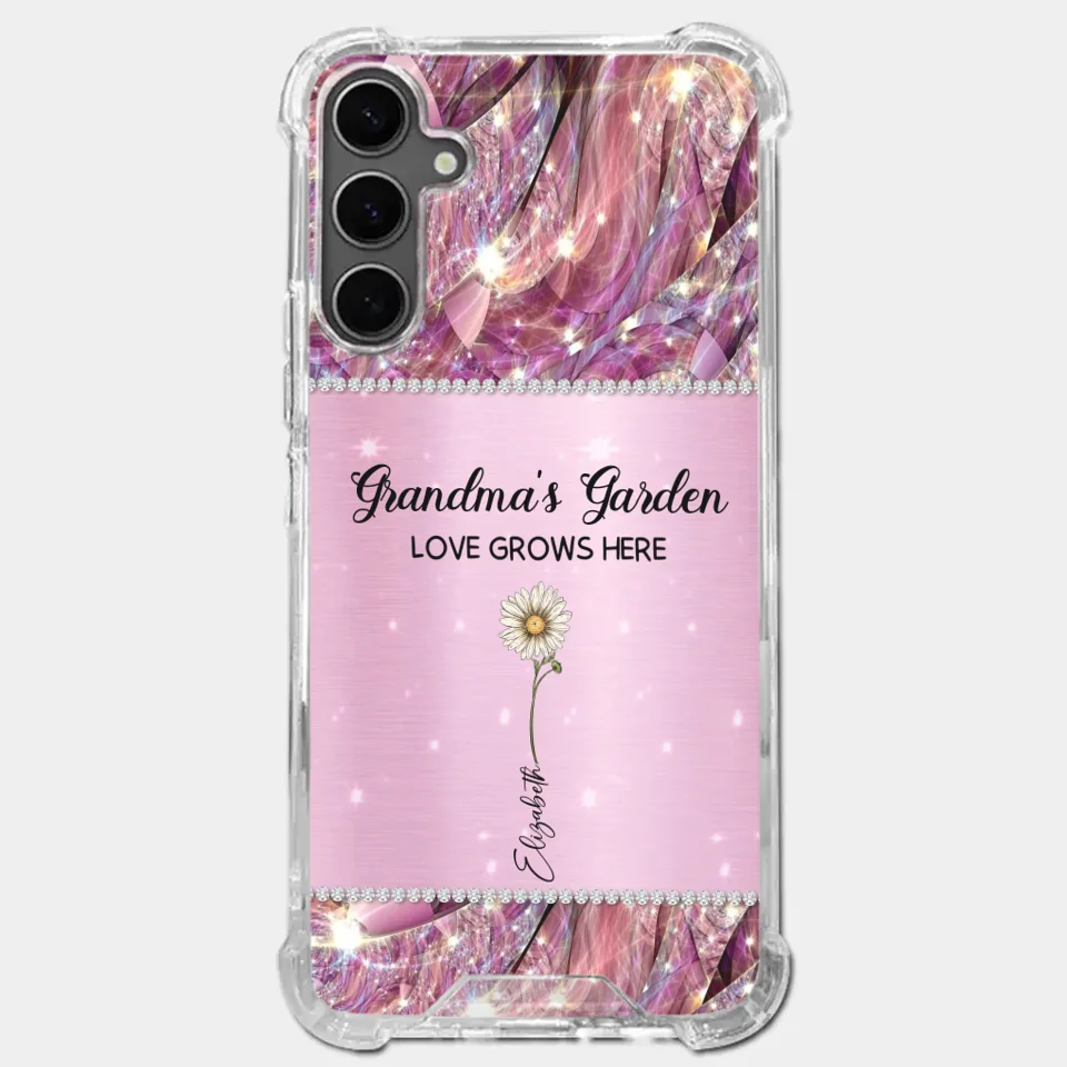 Grandma’s Love Doesn’t Grow Old, It Grows Deeper - Family Personalized Custom Faux Jewelry Effect Printed Clear Phone Case - Gift For Mom, Grandma