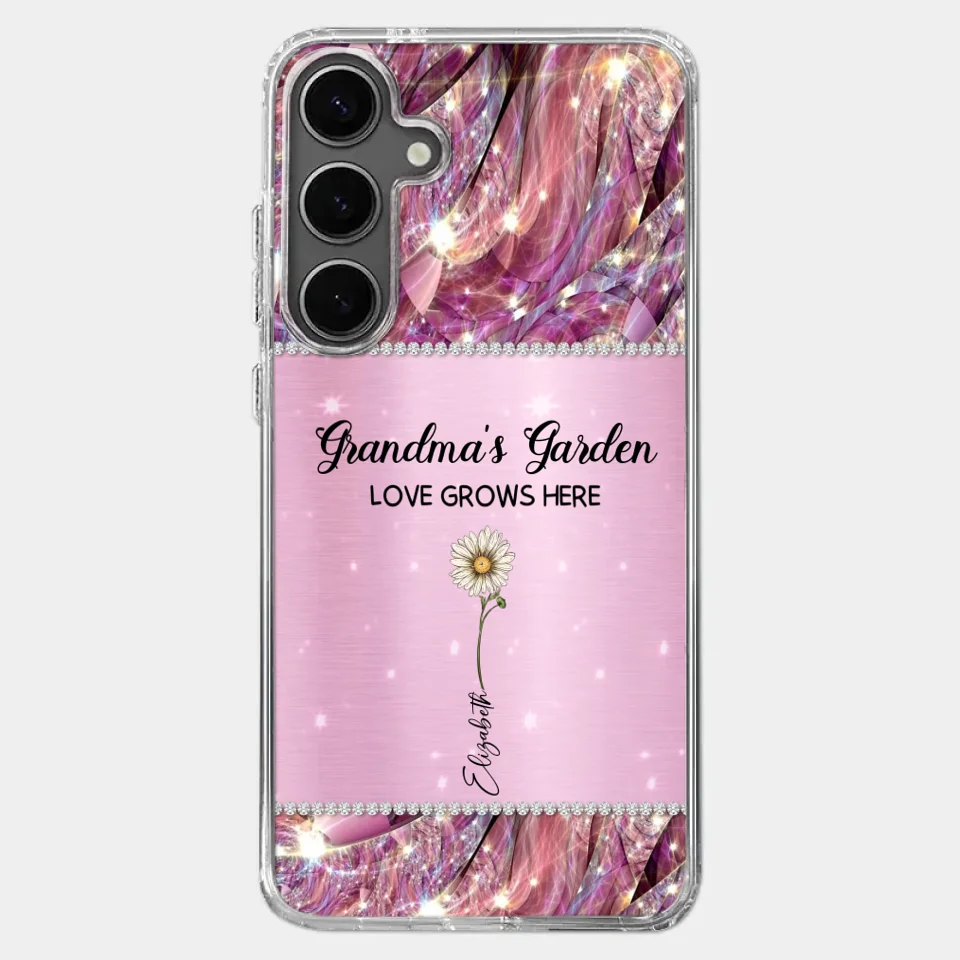 Grandma’s Love Doesn’t Grow Old, It Grows Deeper - Family Personalized Custom Faux Jewelry Effect Printed Clear Phone Case - Gift For Mom, Grandma