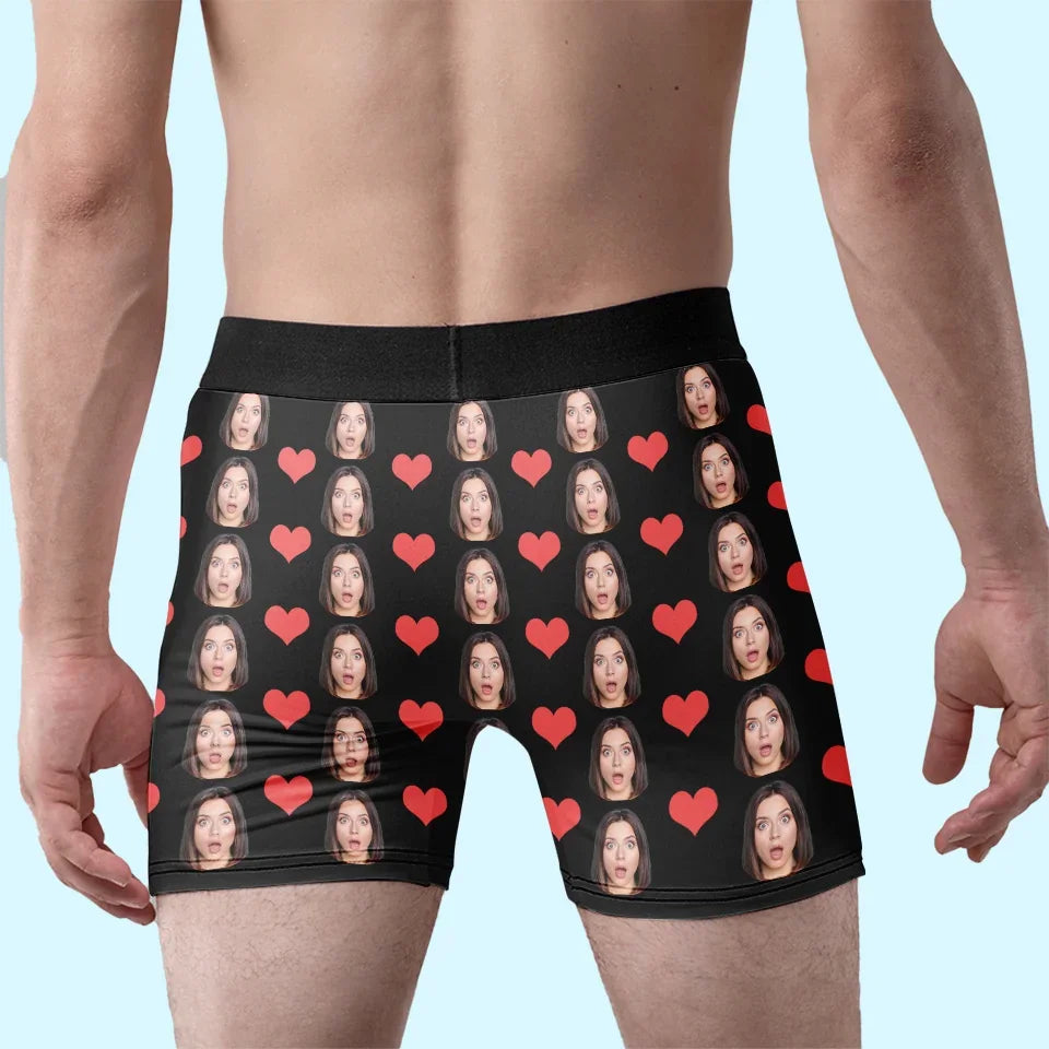 Custom Photo You’re The Reason I Believe In Love - Couple Personalized Custom Boxer Briefs, Men's Boxers - Gift For Husband Wife, Anniversary