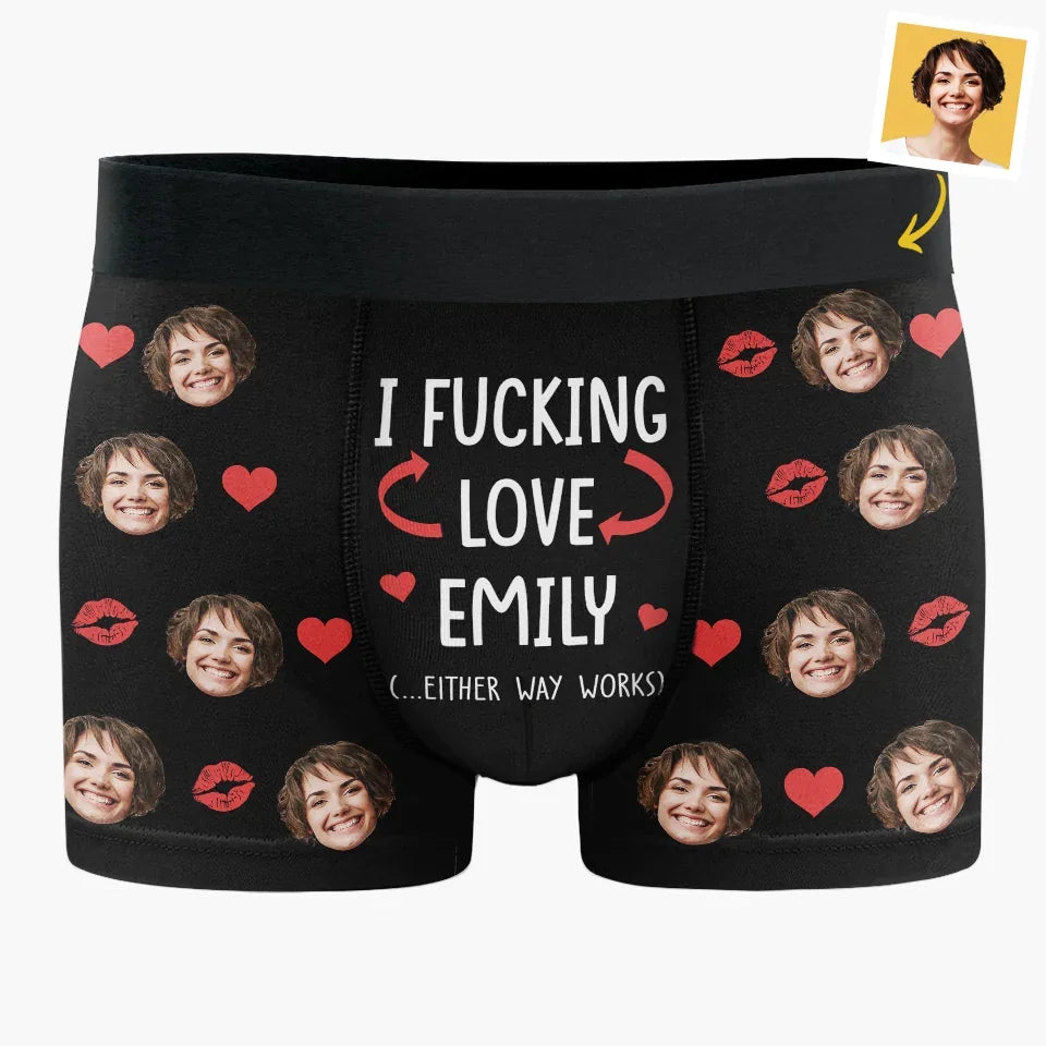 Custom Photo When You Laugh, My World Sings Along - Couple Personalized Custom Boxer Briefs, Men's Boxers - Gift For Husband Wife, Anniversary