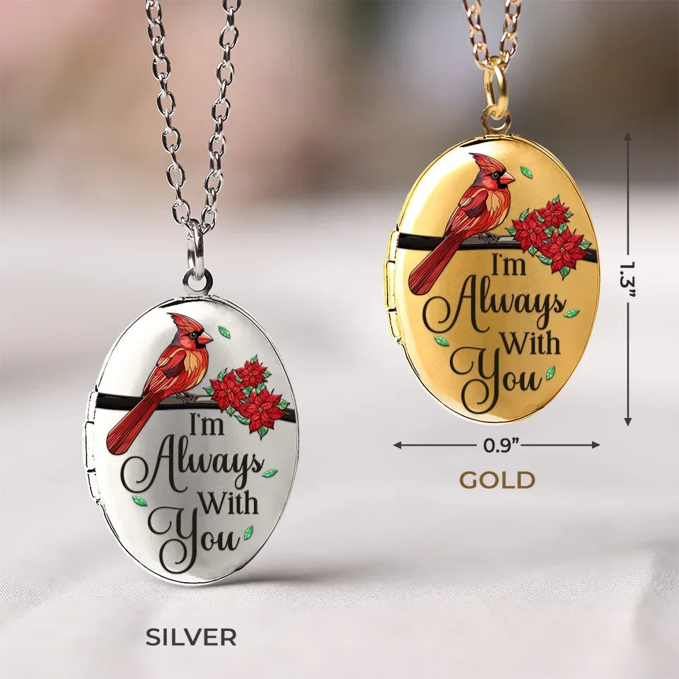Custom Photo I'm Always With You - Memorial Personalized Custom Locket Necklace - Sympathy Gift For Family Members