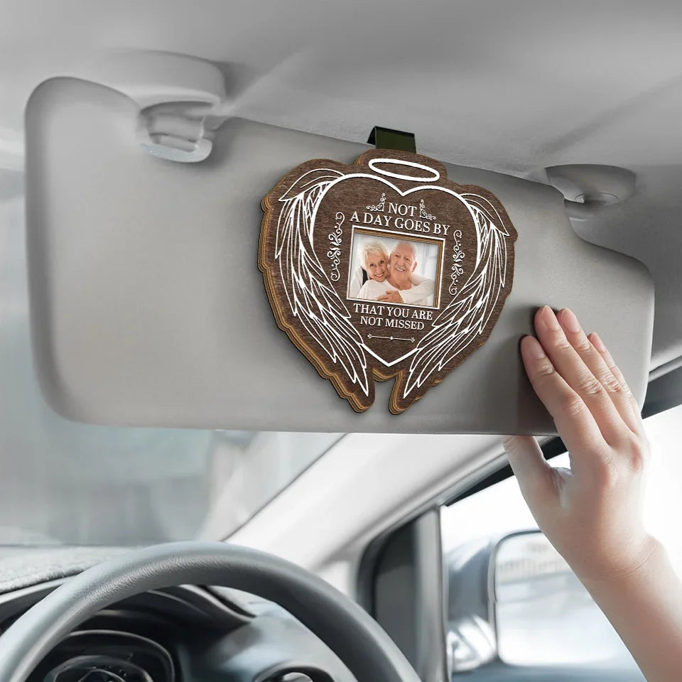 Custom Photo Always On Our Minds Forever In Our Hearts - Memorial Personalized Custom Car Visor Clip - Sympathy Gift For Family Members