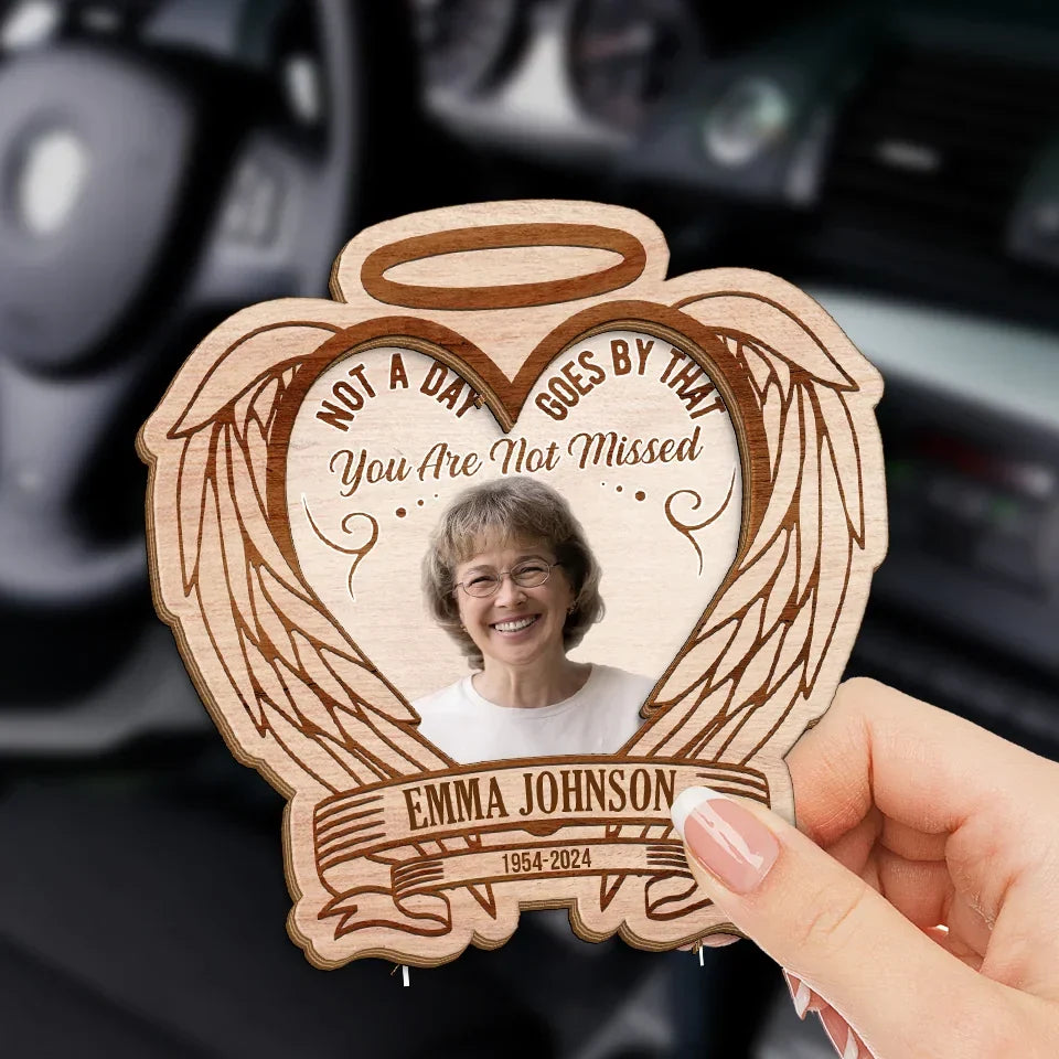 Custom Photo Not A Day Goes By That You Are Not Missed - Memorial Personalized Custom Car Visor Clip - Sympathy Gift For Family Members