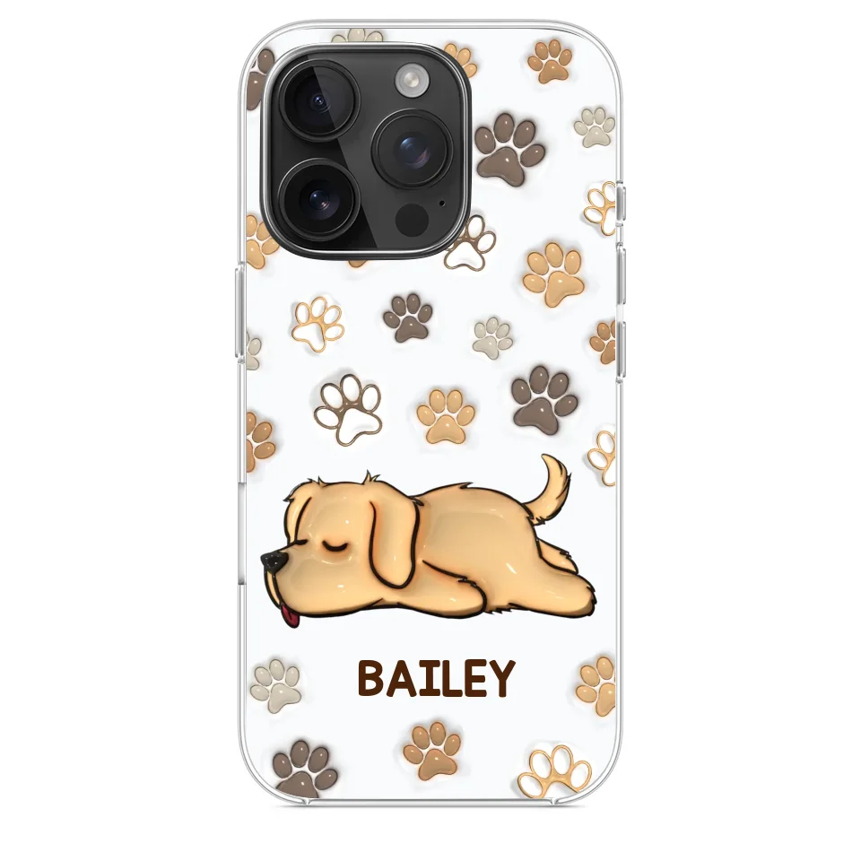 Pets Leave Paw Prints On Our Hearts - Dog & Cat Personalized Custom 3D Inflated Effect Printed Clear Phone Case - Gift For Pet Owners, Pet Lovers