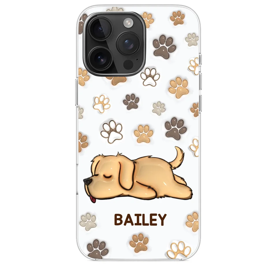 Pets Leave Paw Prints On Our Hearts - Dog & Cat Personalized Custom 3D Inflated Effect Printed Clear Phone Case - Gift For Pet Owners, Pet Lovers