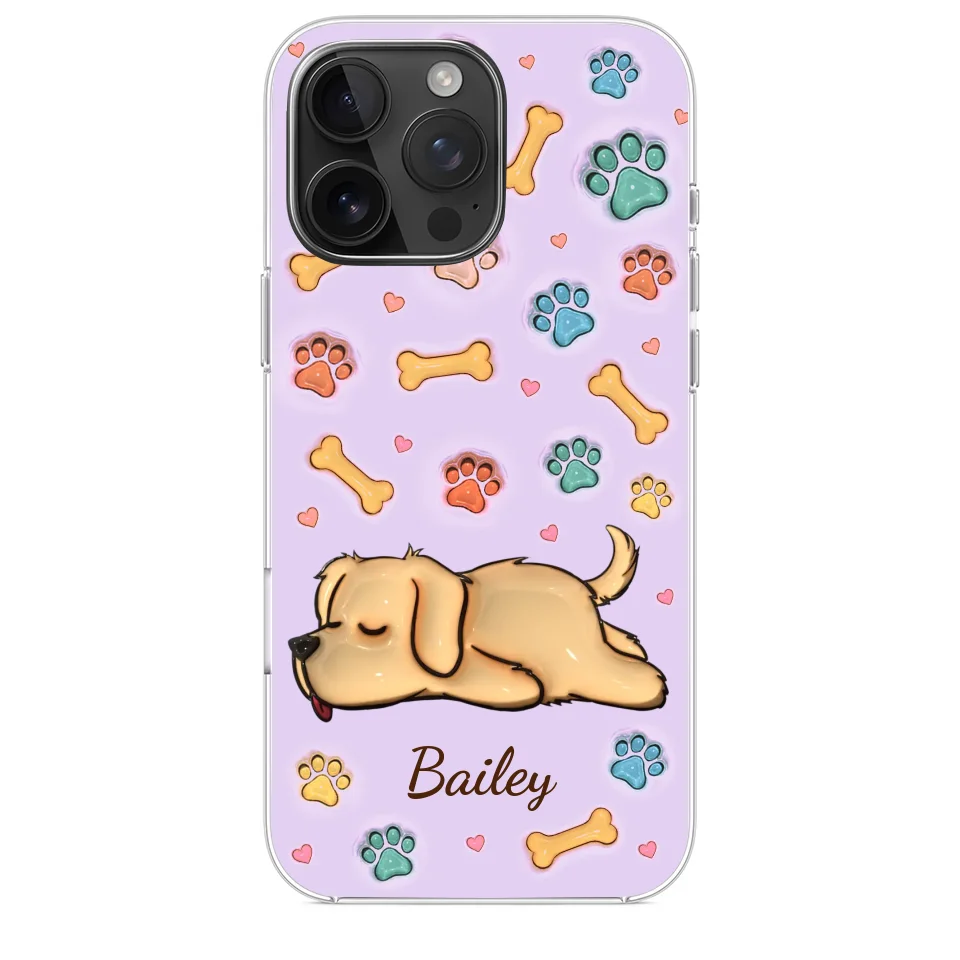 My Pets Are My Happy Place - Dog & Cat Personalized Custom 3D Inflated Effect Printed Clear Phone Case - Gift For Pet Owners, Pet Lovers