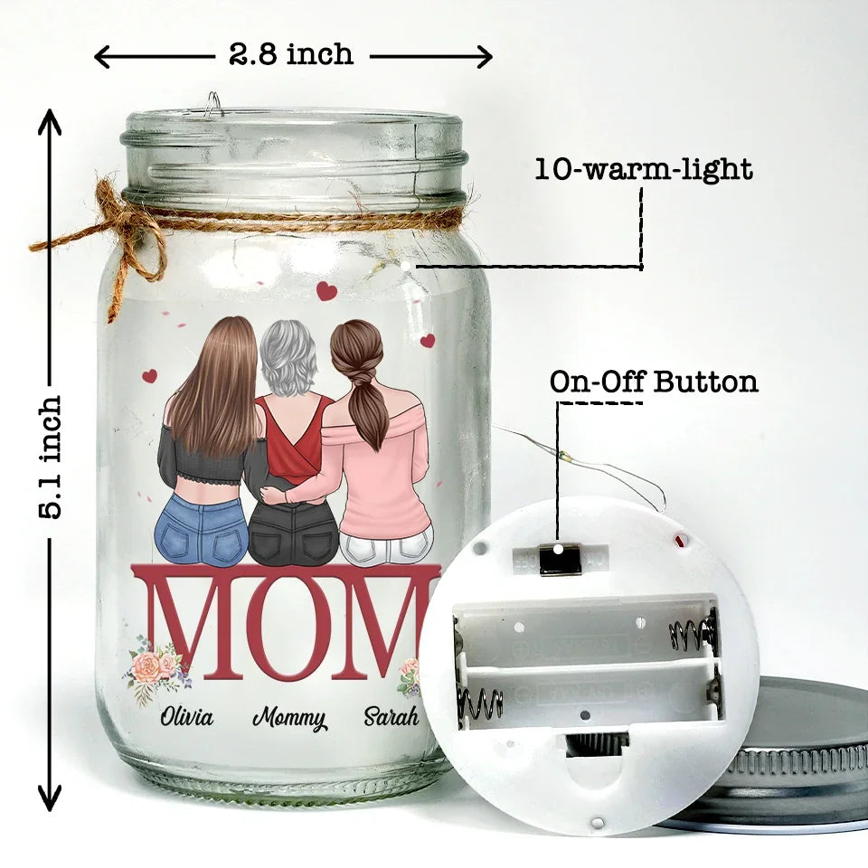 You’re Not Just Our Mom, You’re Our World - Family Personalized Custom Mason Jar Light - Gift For Mom, Daughter