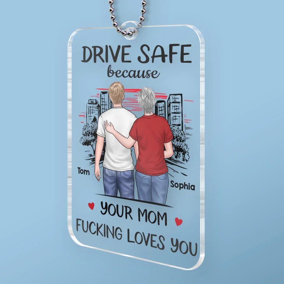 Drive Safe, My Love, Your Safety Is My Peace - Family Personalized Custom Car Ornament - Acrylic Custom Shaped - Gift For Mom, Daughter, Son