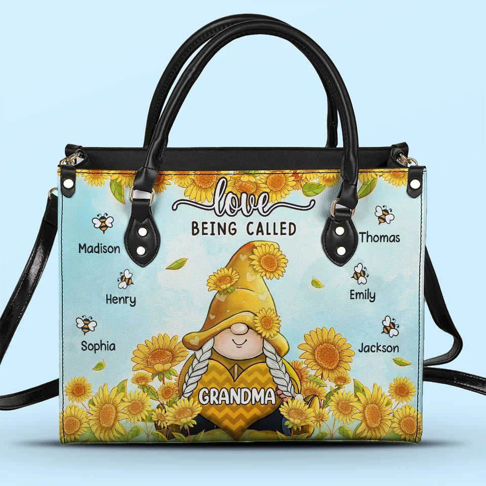 No One Loves You Like Your Grandma Does - Family Personalized Custom Leather Handbag - Gift For Mom, Grandma