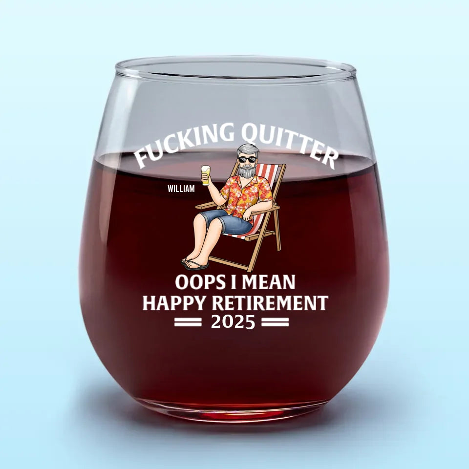 Enjoy Never Having To Set An Alarm Again - Personalized Custom Wine Glass - Appreciation, Retirement Gift For Coworkers, Work Friends, Colleagues